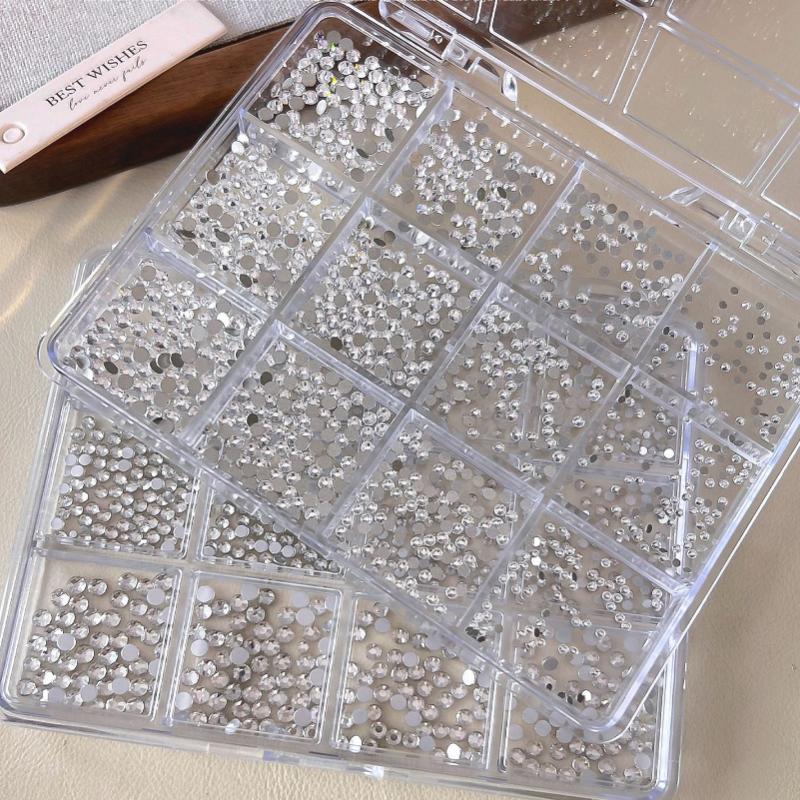 12 Grids Mini Mix Nail Diamond Shine Nail Art Decorations Accessories Round Nail Gems Manicure Charms