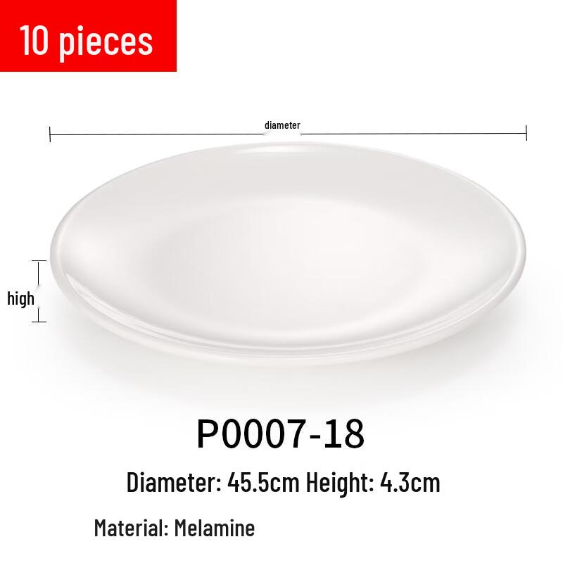 Commercial White Melamine Shallow Dinner Plate