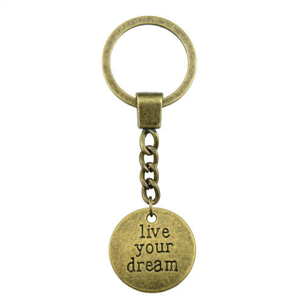 OM Symbol Letter Keychain Tags Yoga Themed Charm Key Holder 30mm Ring