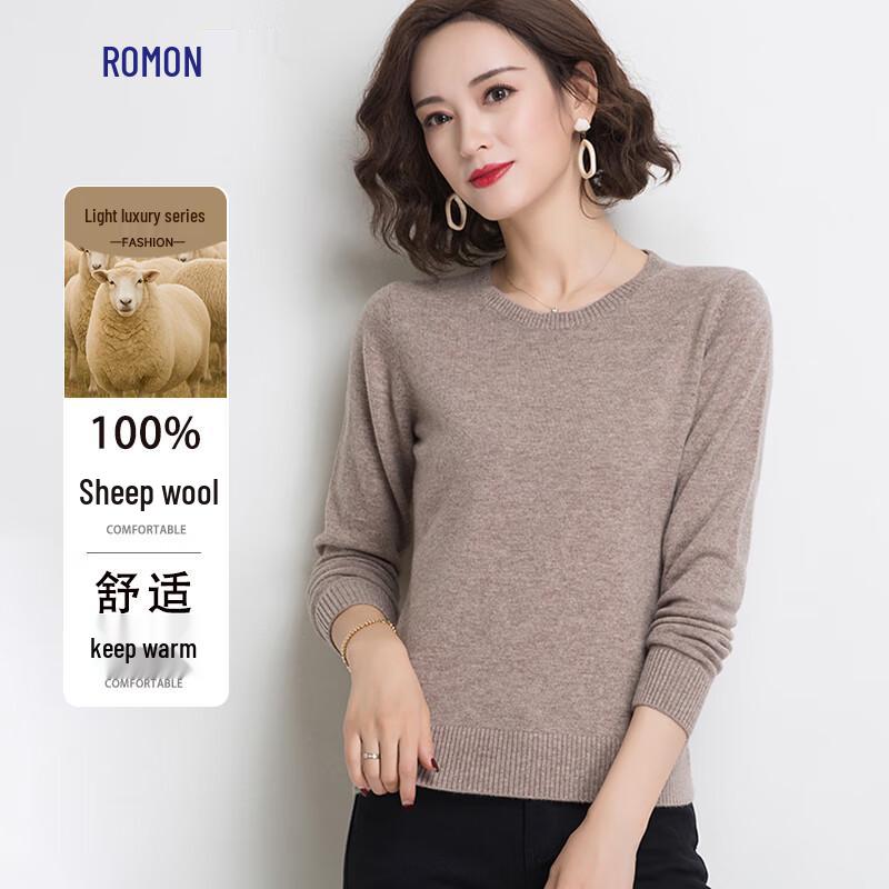 Luomeng Women's 100% Merino Wool Crew Neck Sweater