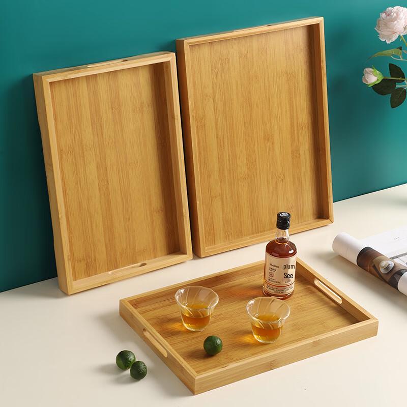 Minimalist Natural Bamboo Double-Layer Rectangular Tea Tray