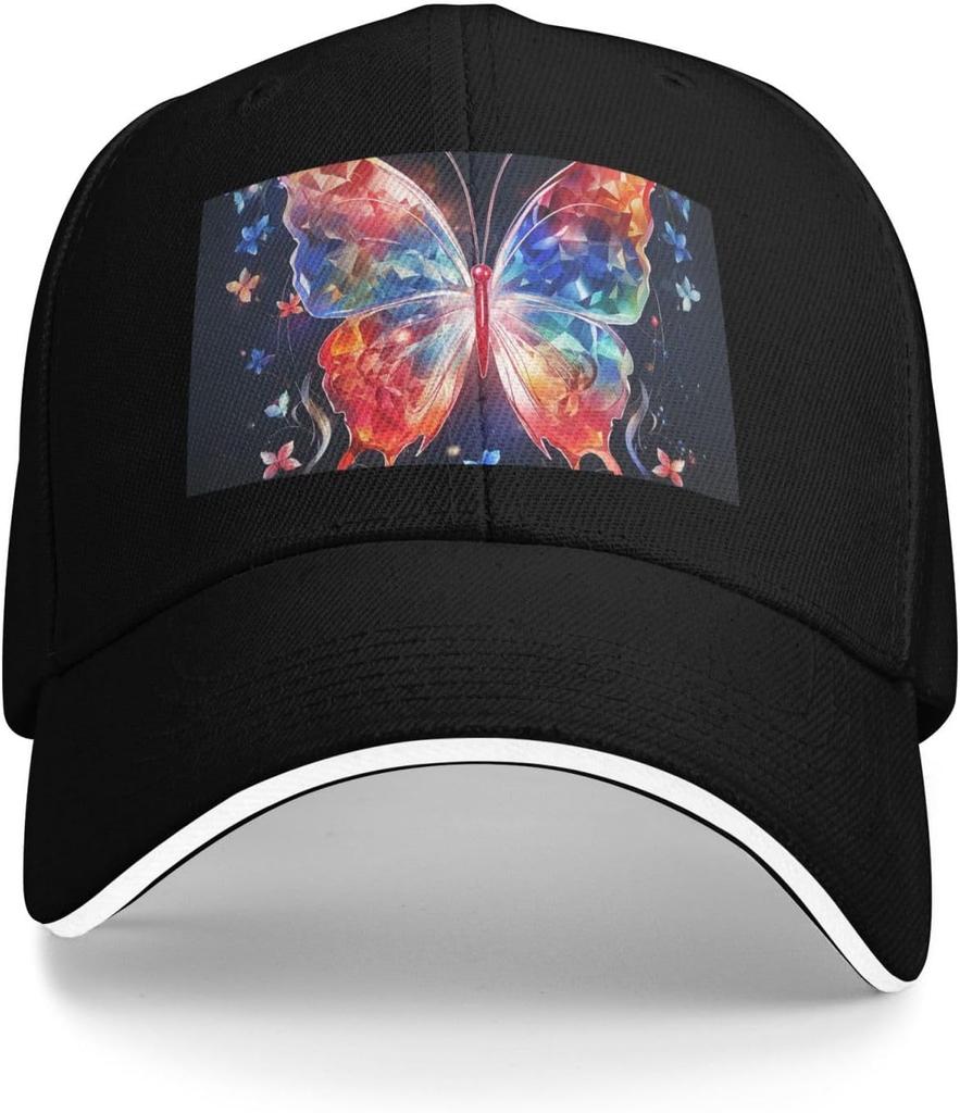 Watercolor Butterfly Baseball Cap Polyester Outdoor Adjustable Sun Protection Casual Dad Hat