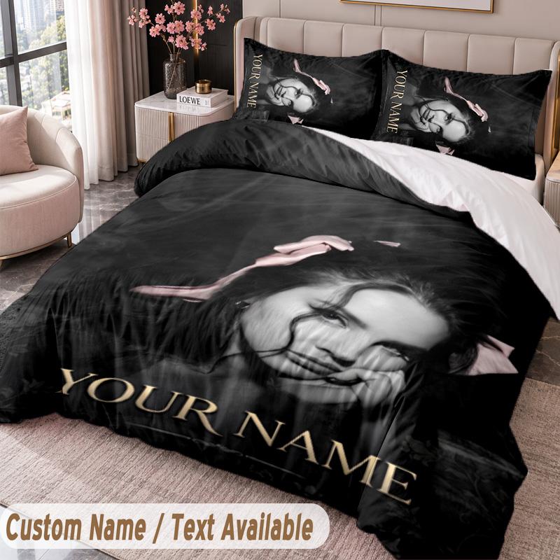 Custom Name Text 3Pcs Bedding Set Lana Del Rey Duvet Cover And Two Pillowcases