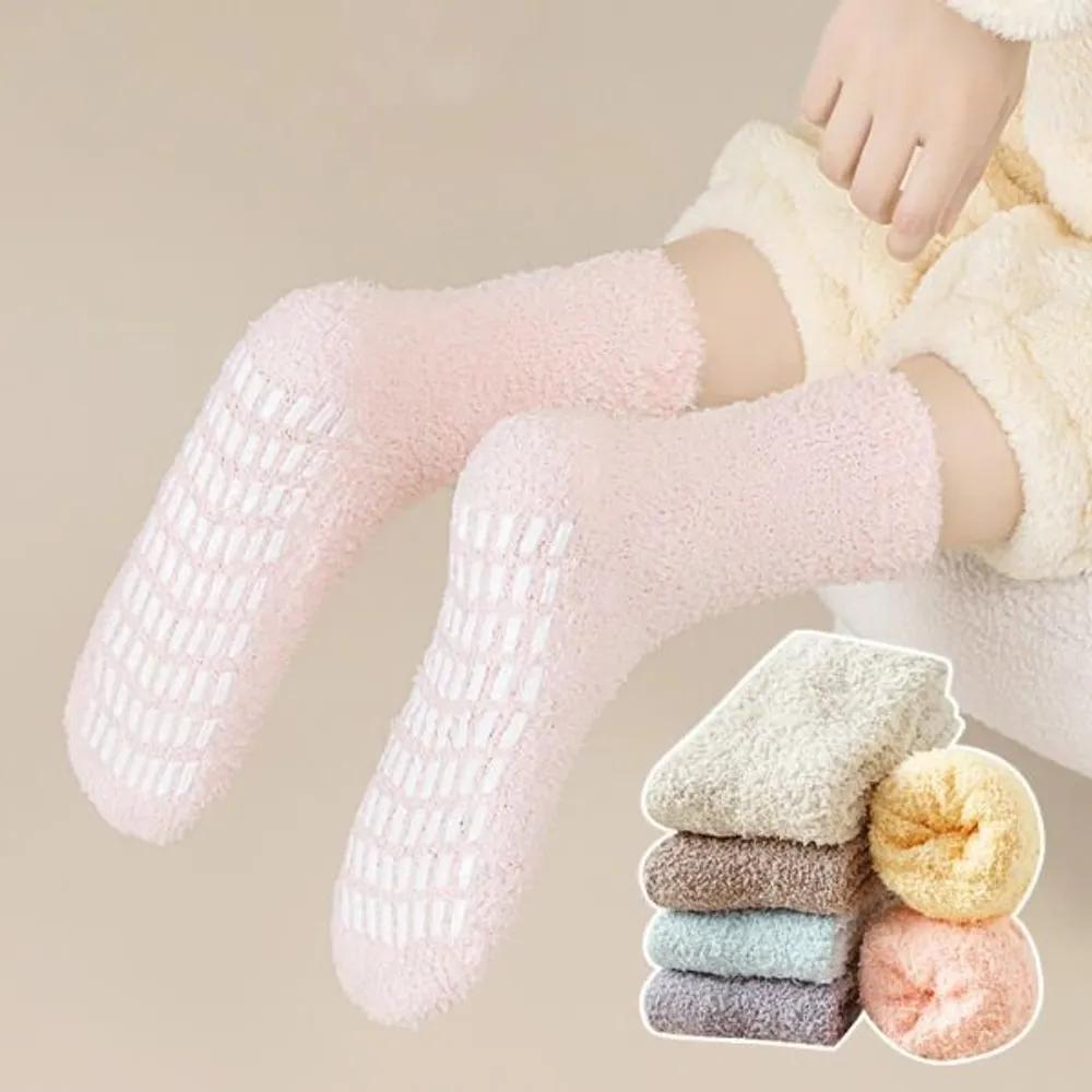 Holridge Ebro Non-slip Warm Thick Fur Slippers Sleeping Socks 10 Colors beige