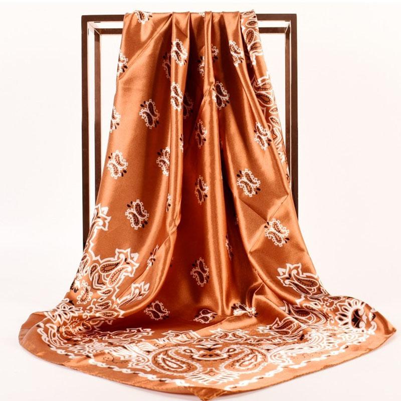 Women's Paisley Print Square Scarf Satin Sheen Lightweight Head Wrap Fashion Accessory Summer Geometric Shawl Neck Scarf