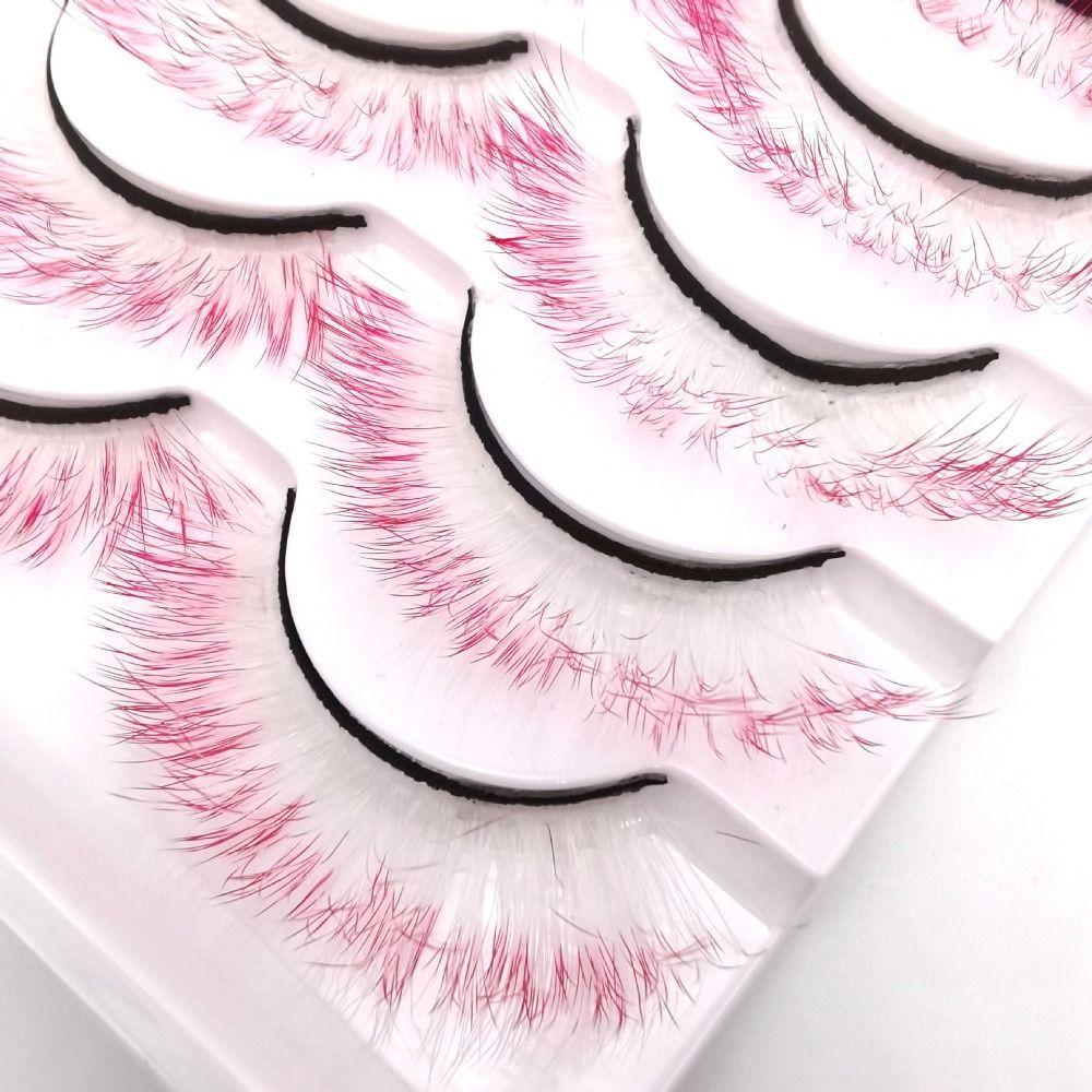 Colorful Colored Fake Eyelashes 3D Manga False Lashes Unique Fake Eyelashes Party