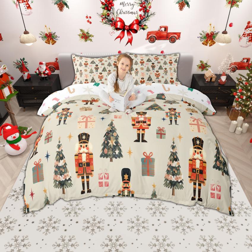 Comforter Homewish Cute Santa Claus For Kids Merry Xmas Christmas Bedding Set Winter Snowflakes Comforter Set