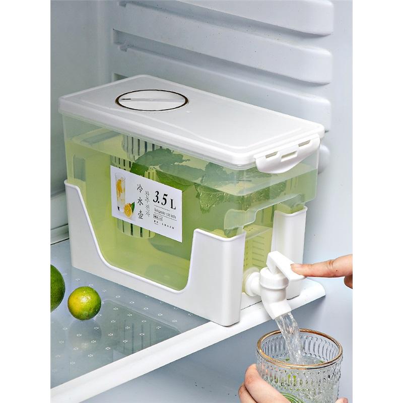 Large Capacity Kettle With Tap For Home Refrigerator Cool Water Juice Fruit Beverage Tea High Temperature Resistant Clear Water Jug