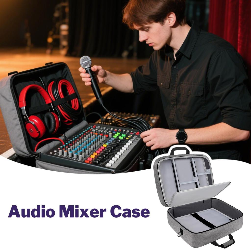 Audio Mixer Bag Large Recording Equipment Bag DJ Mixer Protective Bag Compact Audio DJ Mixer Case with Adjustable Storage Sound