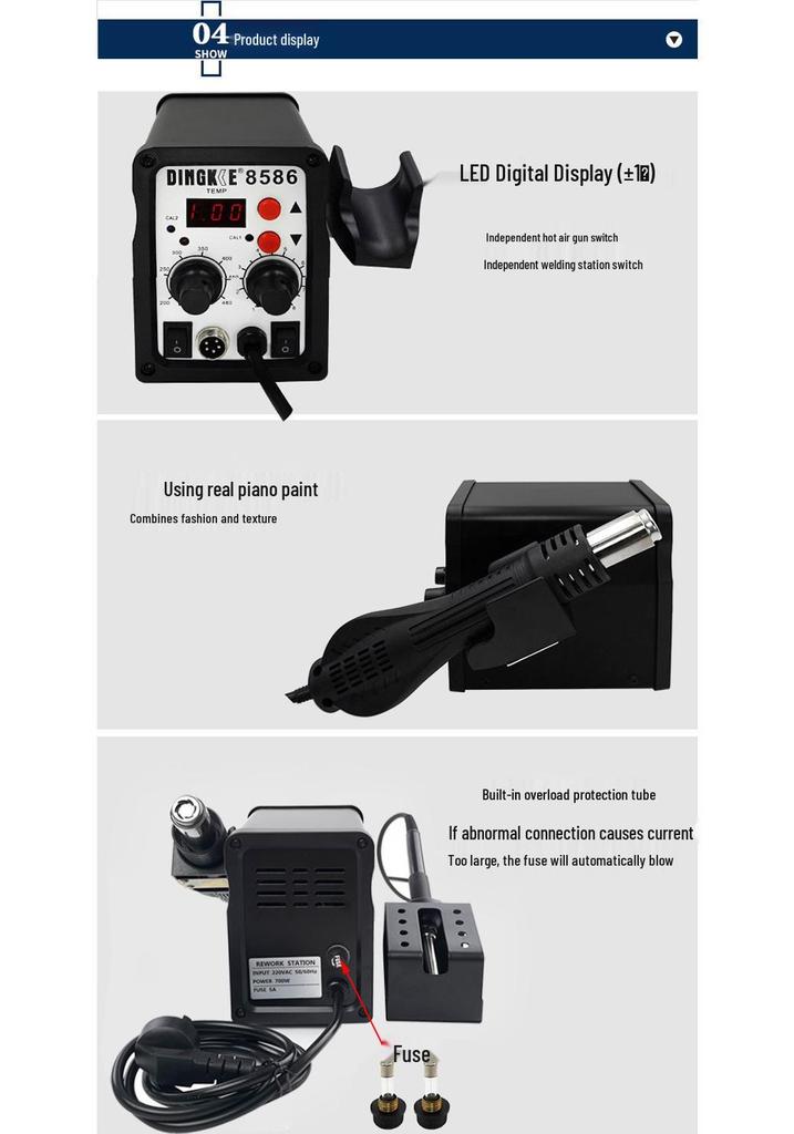 Neutral 8586 Two-in-One Hot Air Gun & Soldering Station, 858D/868D Models, Free Shipping