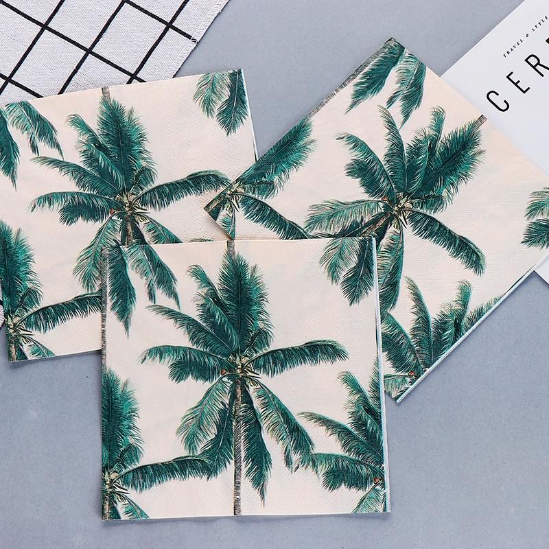Jednorázový párty ubrousek dvouvrstvý 20 kusů/Packpalm Tree Motiv Green