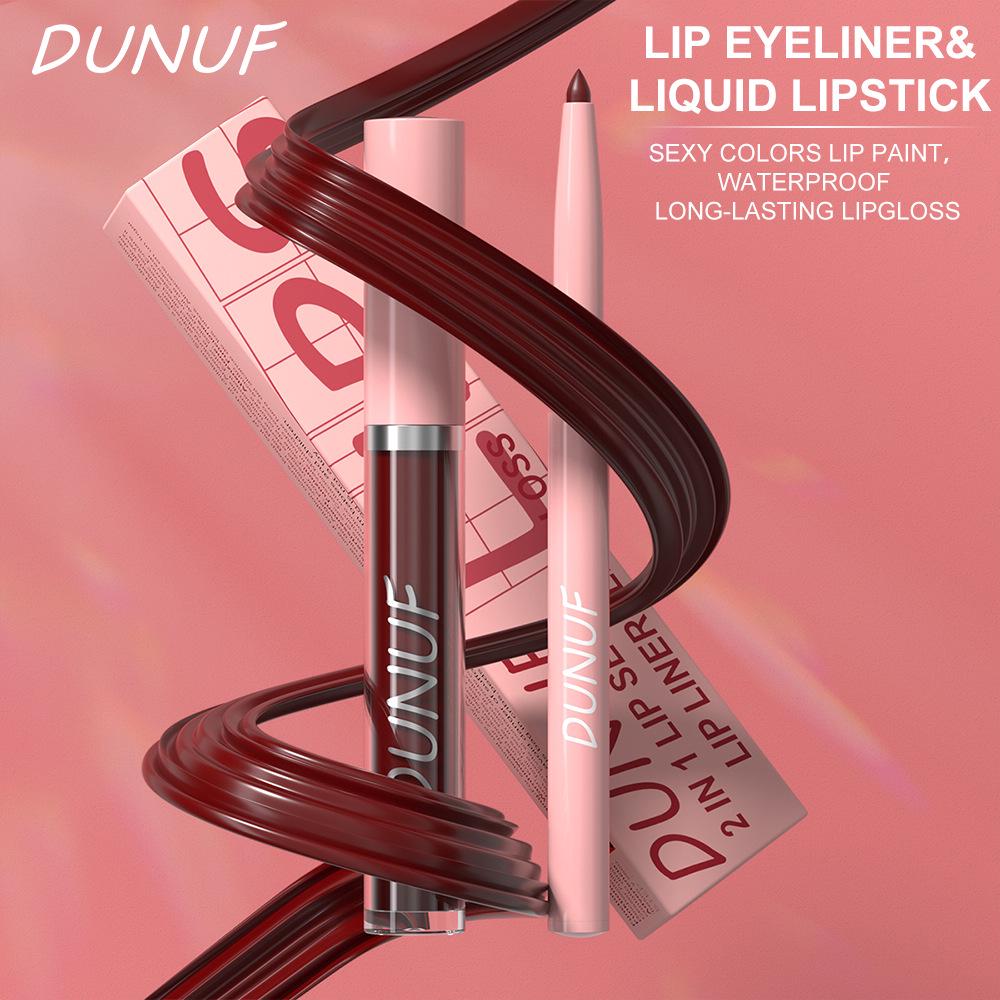 DUNUF 2-in-1 Waterproof Lip Liner & Gloss: Long-Lasting - Please Verify Details!