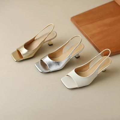 Sandales élégantes et concises pour femmes, escarpins d'été pour fête, bureau, mariage, chaussures à talons hauts en cuir véritable