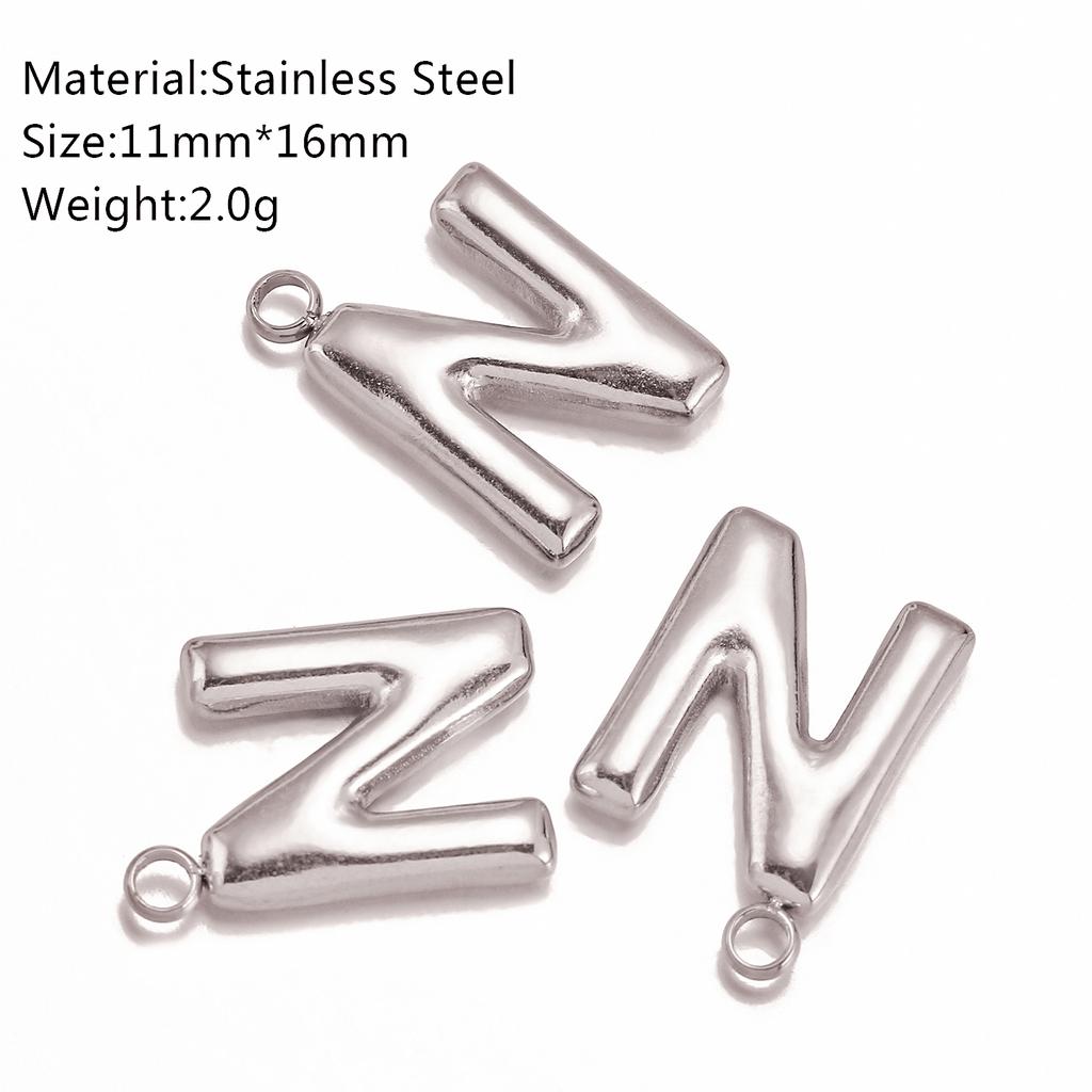 3Pcs Bubble Alphabet Charm Silver Color Stainless Steel Initial English Letter Pendant DIY Bracelet/Necklace Gift Jewelry Making