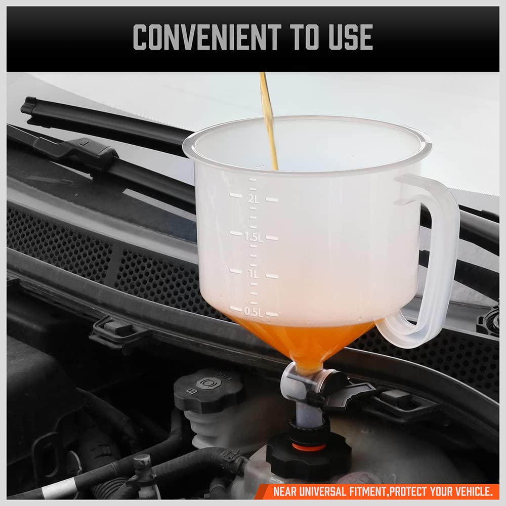 HORUSDY No-Spill Coolant Funnel Kit, Spill Proof Funnel Bleeder With Adapters. Universal Fitment