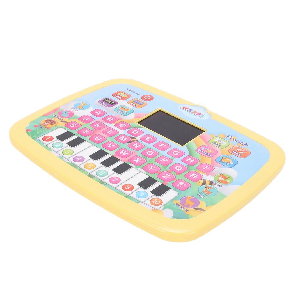 Tablette d'apprentissage pour enfants Écran LED Éducatif Alphabet Chiffres Lecture d'histoires Tablette d'apprentissage Jouet Jaune