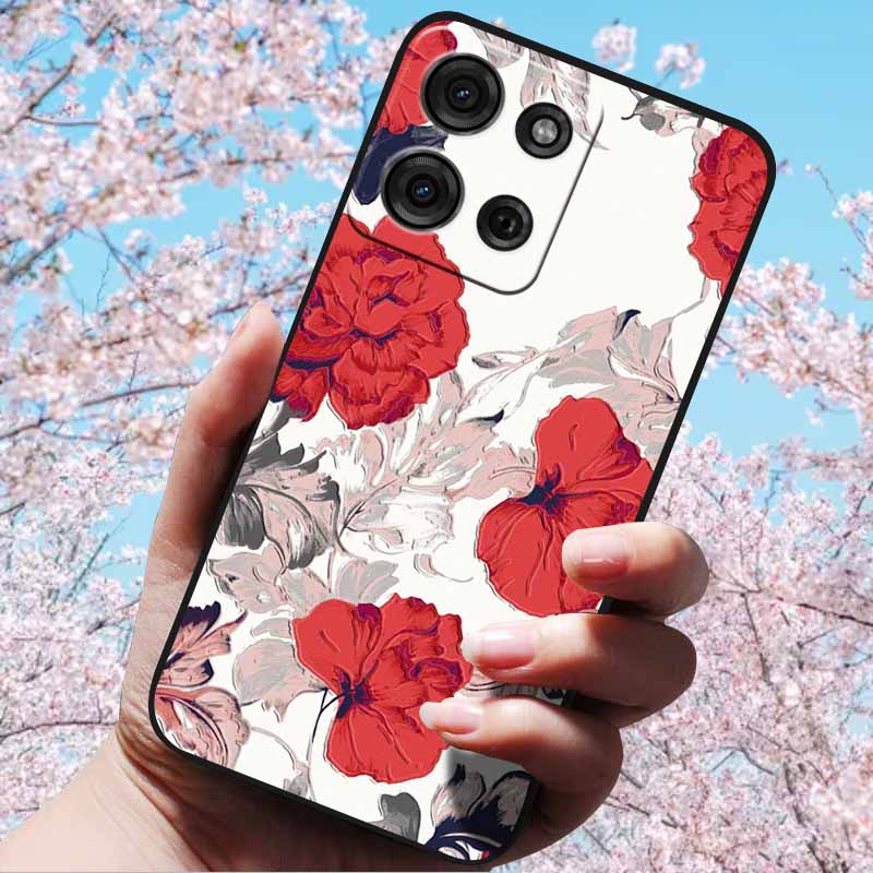 For Motorola Moto G15 4G/ G15 Power/G75 5G 3D Relief Flower Emboss Soft Silicone Cases Back Cover with 3D Flower Patter for G15