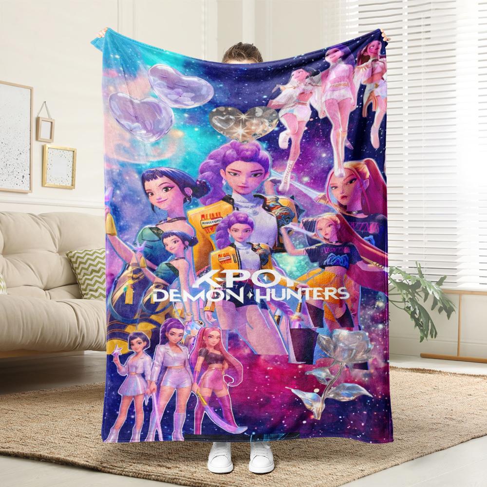 KPop Demon Hunters Colorful anime style!Rumi and other characters cover blankets, comfortable and fashionable at home
