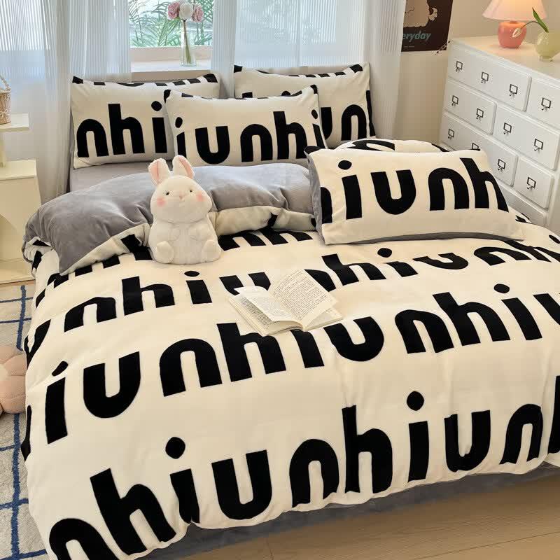 Autumn/Winter Milk Velvet 4-Piece Bedding Set