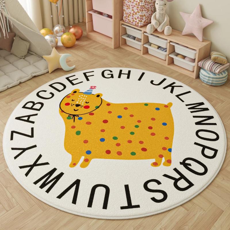 Fluffy Soft Lounge Floor Mat Animal Patterns Rugs for Bedroom Thick Plush Living Room Decoration Round Carpet Washable Study Rug