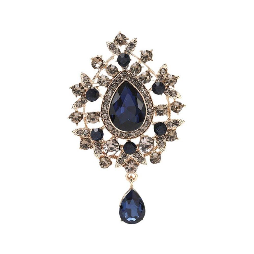 Retro Palace Style Zircon Crystal Brooch Zinc Alloy Corsage Pins New Pendant Brooch  Gift