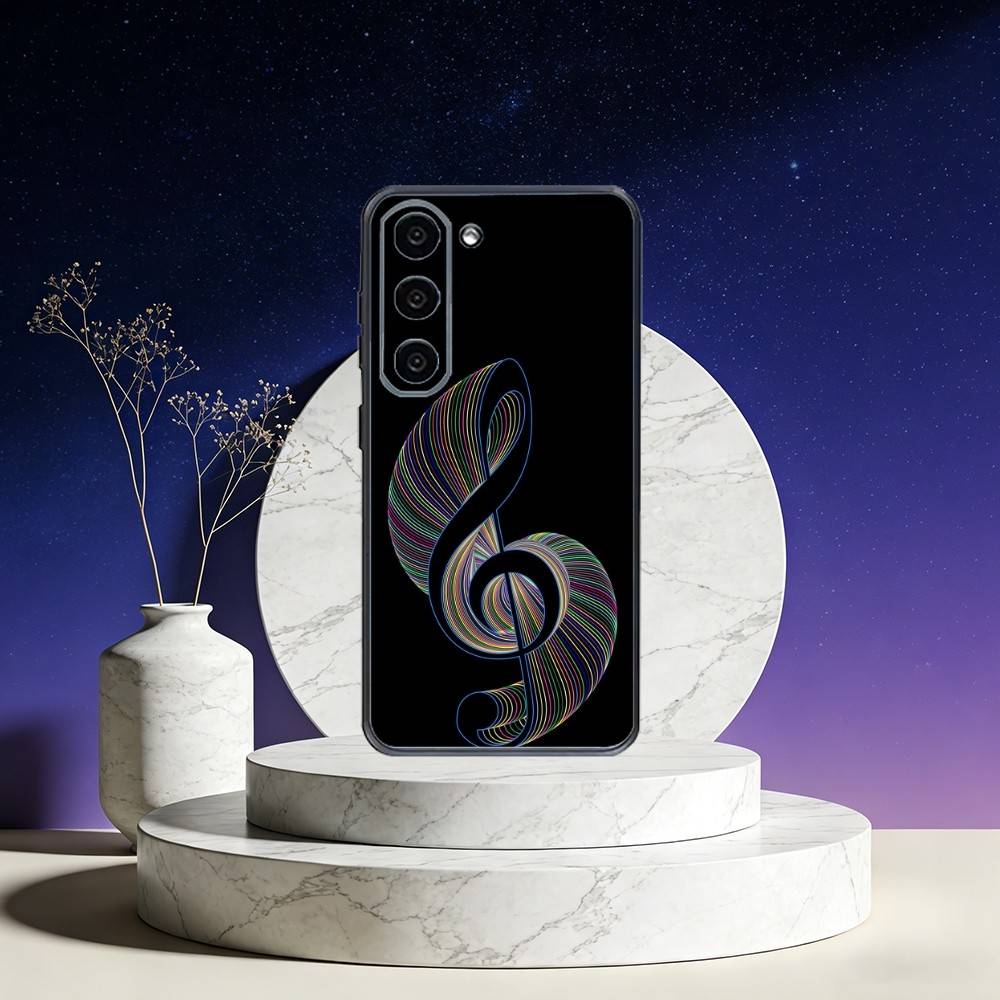 Music Art Treble Clef Phone Case For Samsung Galaxy A73,A72,A71,A70,A53,A52,A51,Others Soft Black Cover