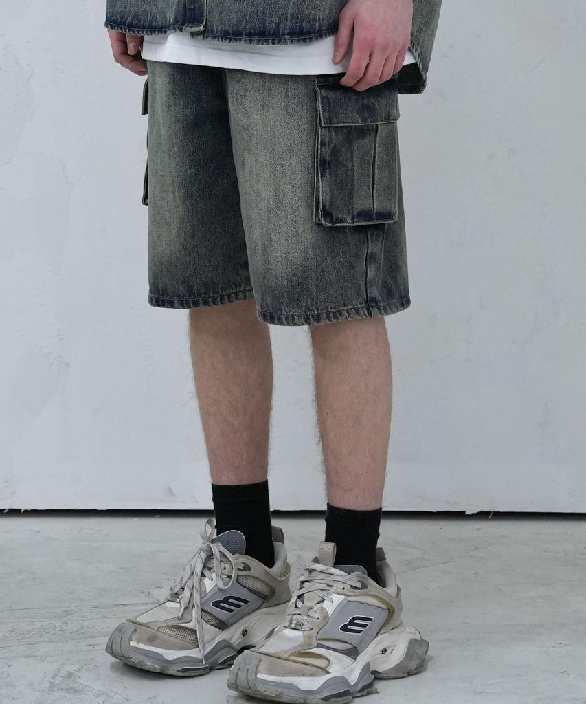 AVANDRESS Wide Cargo Half Denim Pants - 3Col