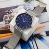 Simple Stylish Brand Popular Ultra Thin Lightweight Analog Watch Business Waterproof Quartz Arm Watch Silver Blue [BUREI] Men's Men's -