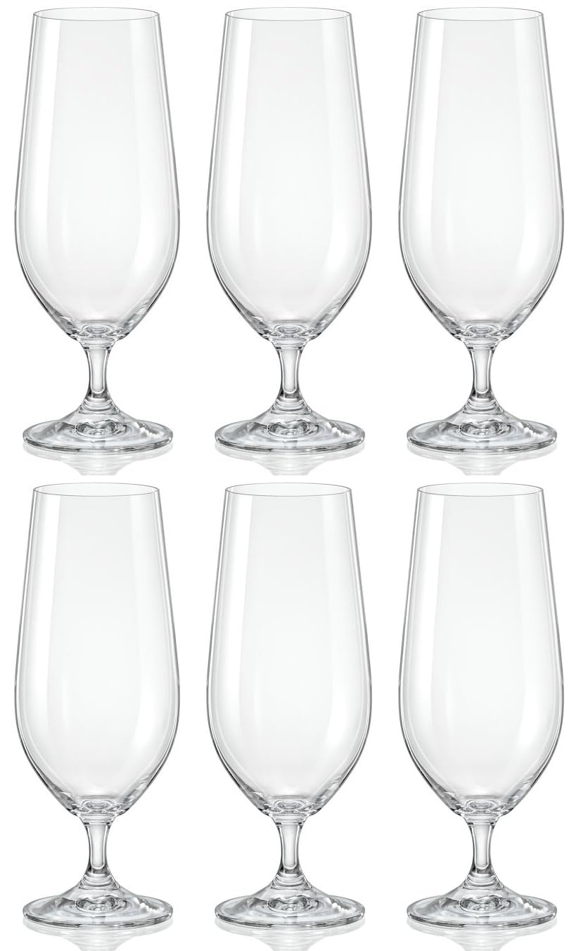 

Bohemian Glass LARA Beer Glasses, Set of 6, 380ml, Dishwasher Safe, 40415-380-6