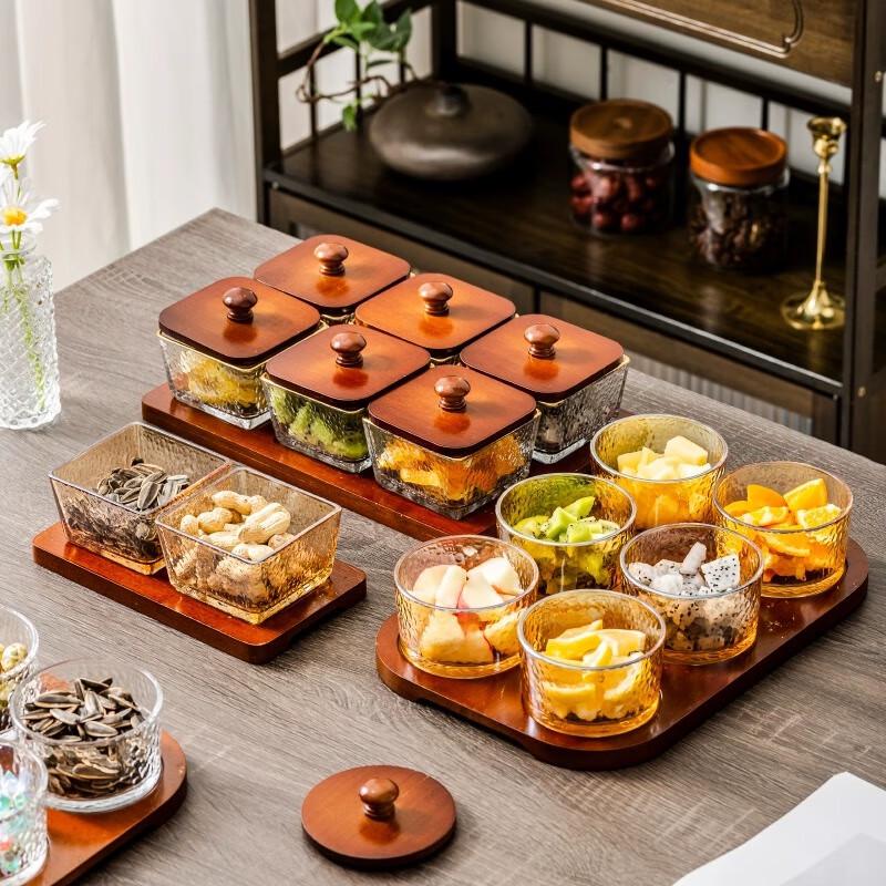 Elegant Glass Divided Snack & Fruit Tray with Lid