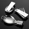 304 Stainless Steel Solding Spoon Outdoor Portable Fold Spoon Fork Knife Travel Folding Spoon Camping Hiking Picnic Tableware