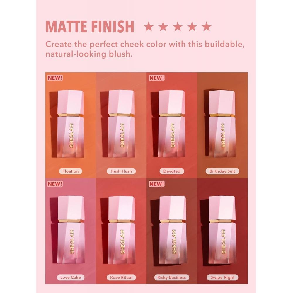 Sheglam Color Bloom Liquid Blush Matte Shimmer Animal Free Rose Ritual