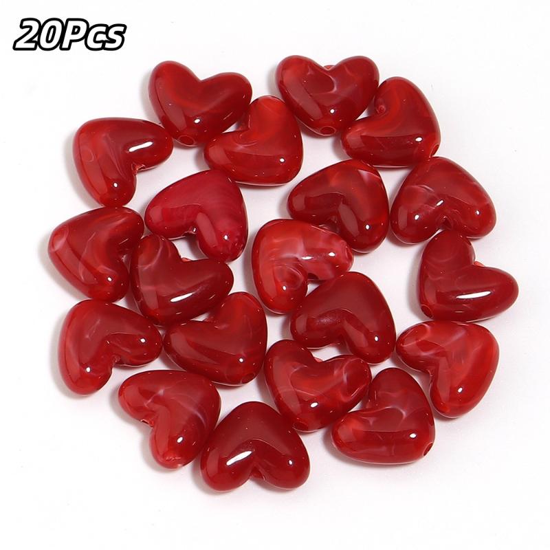 20Pcs Imitation Stone Heart Shape Acrylic Beads Dual Color Loose Bead For Jewelry Making Diy Charms Bracelet Necklace Accessorie
