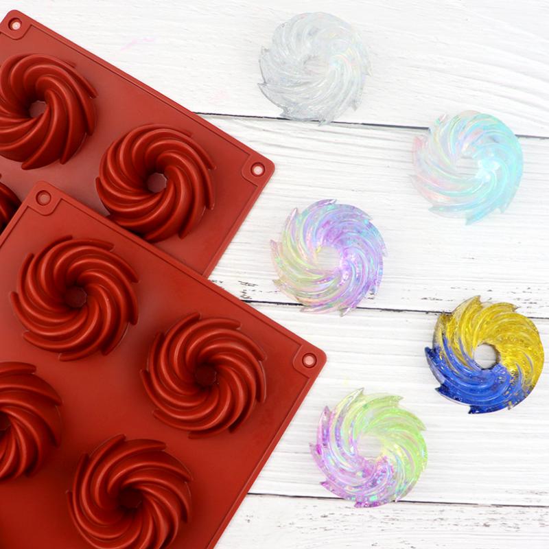 Whirlwind Doughnut Silicone Baking Mold Spiral Circular Chocolate Biscuit Jelly Ice Cube Mold Cake Decor Soap Candle Making Gift