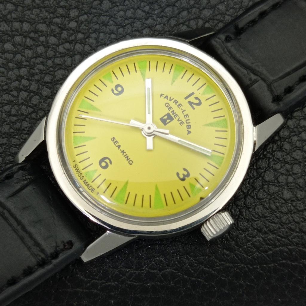 FAVRE LEUBA SEA KING VINTAGE 111 HAND-WINDING SWISS MENS YELLOW WATCH a702009-5 R208-a702009