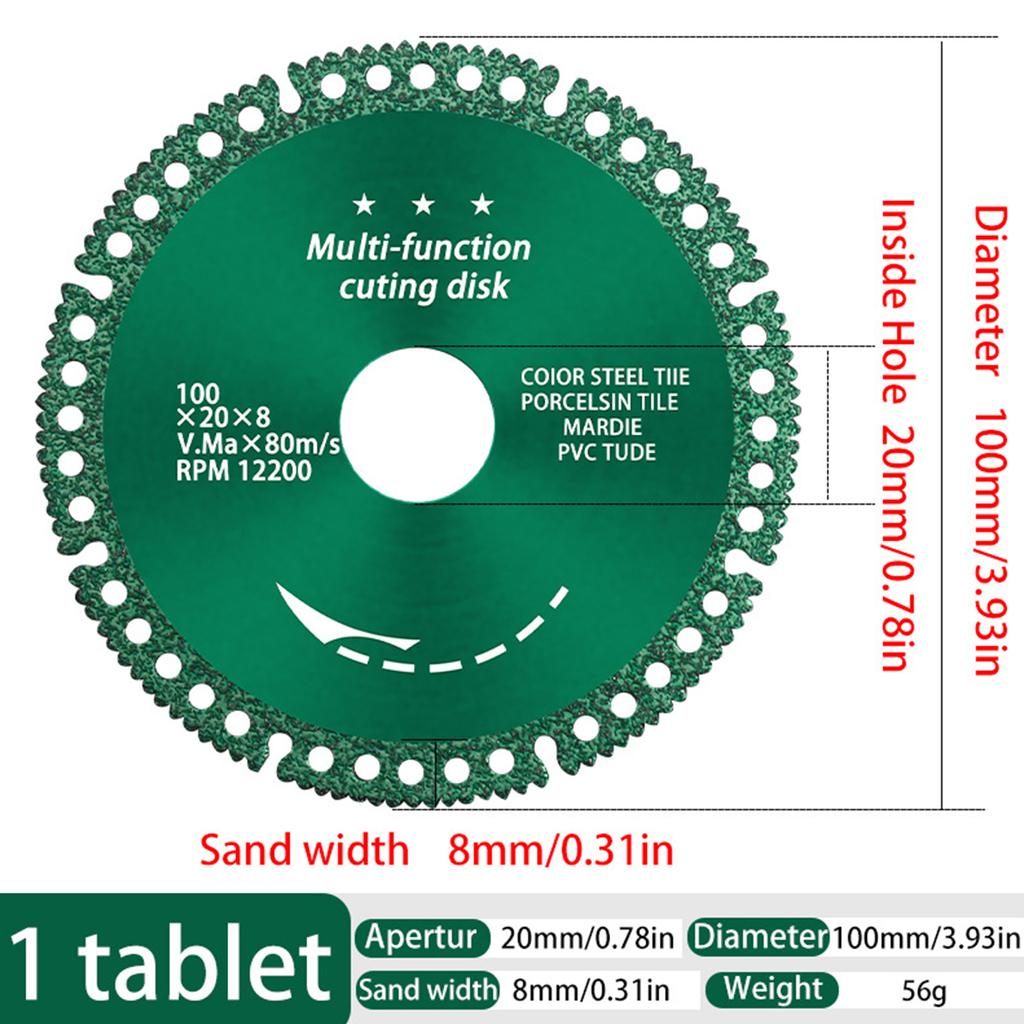 1pc 100mm Diamond Saw Blade For Angle Grinder Diamond Disc For Cutting Ceramics Porcelain Tiles Diamond Cutting