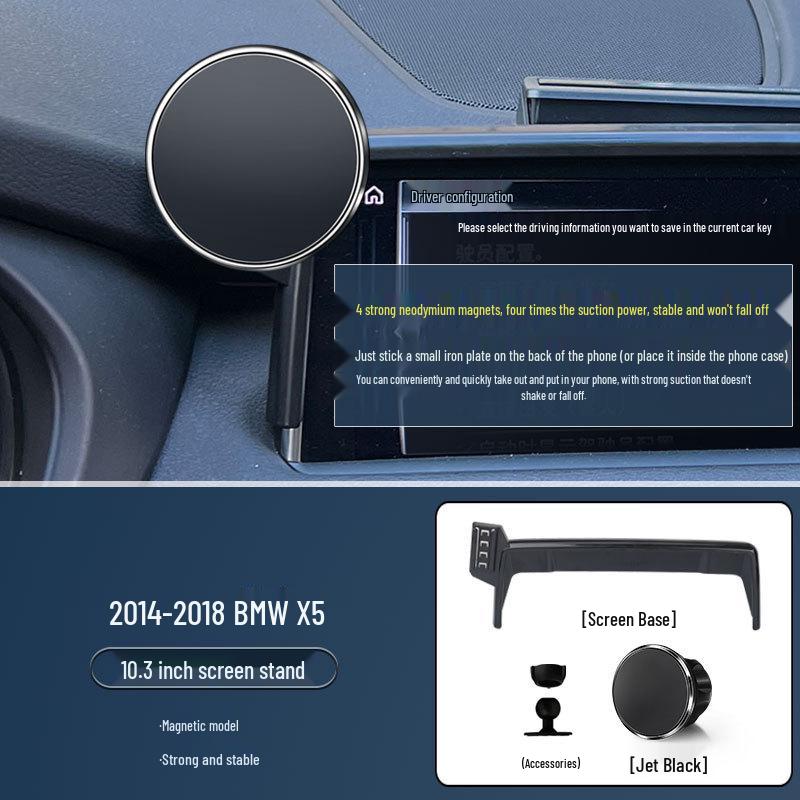 Soporte de teléfono con carga inalámbrica para BMW X5 (2014-2023) con Navegación de Modelo de Pantalla.