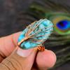 Cupru natural, albastru, turcoaz, piatră prețioasă, sârmă de cupru, inel de înfășurare, dimensiune 6,5 j2r60