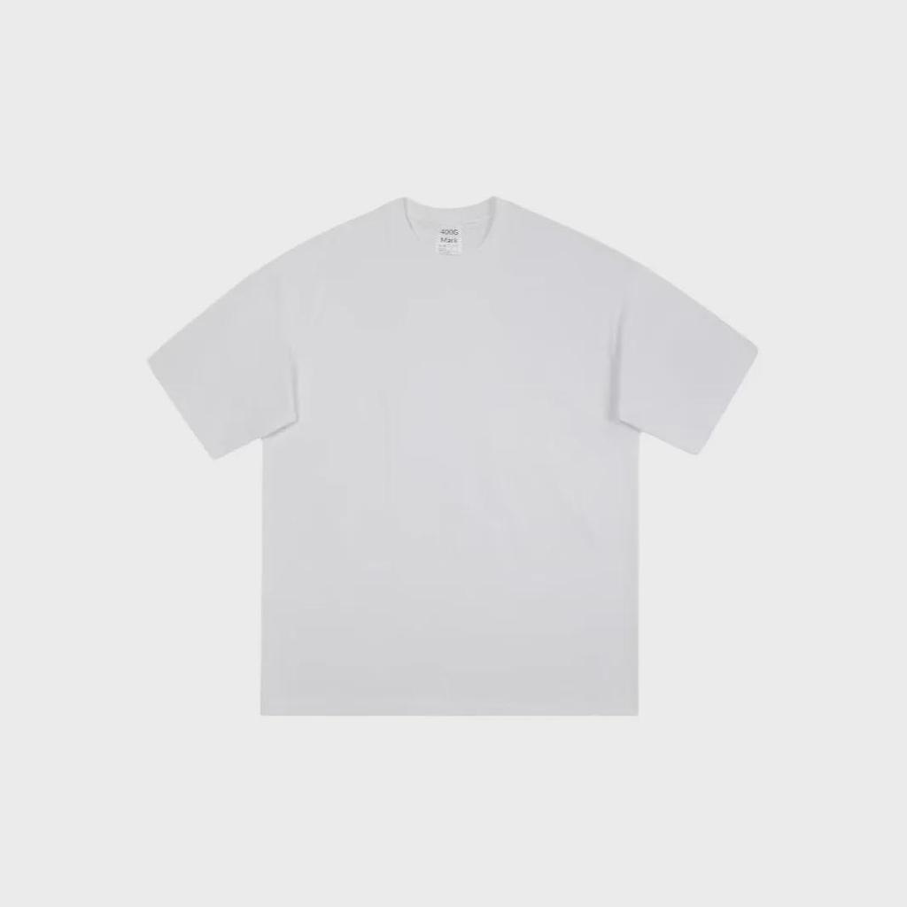 320g Heavyweight White Cotton Short-Sleeve T-Shirt for Men and Women - Thick, Non-Transparent, Loose Fit, Perfect for Summer. 