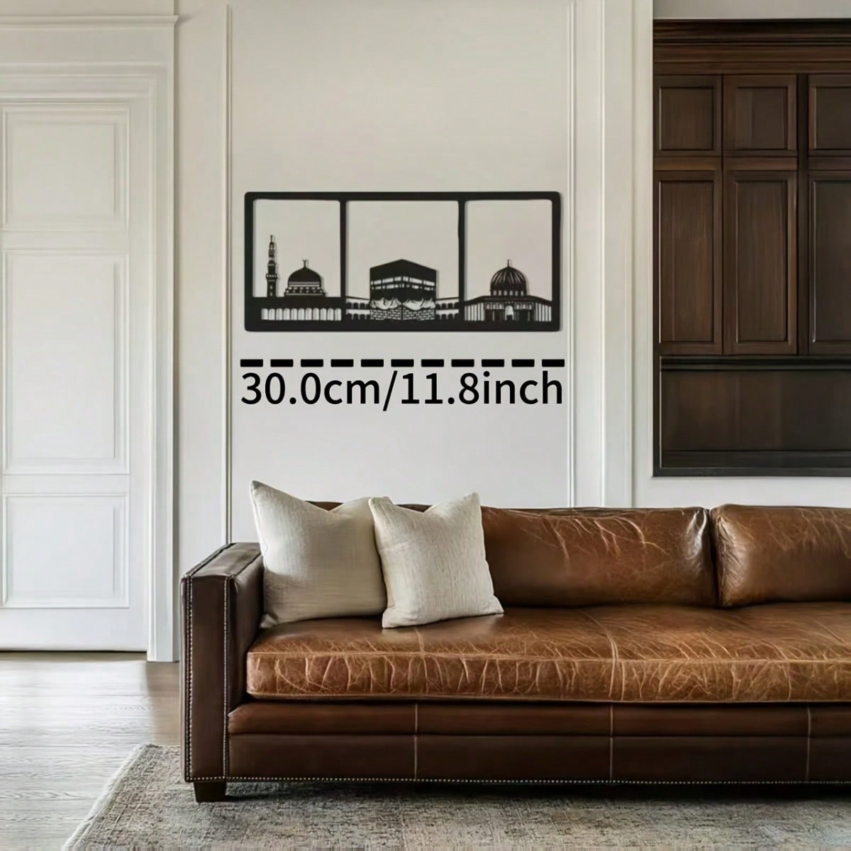 

Islamic Metal Wall Art Silhouette Kaaba Mosque Wall Sculpture Modern Muslim Gift for Home Eid Ramadan Holiday Decoration 14x30