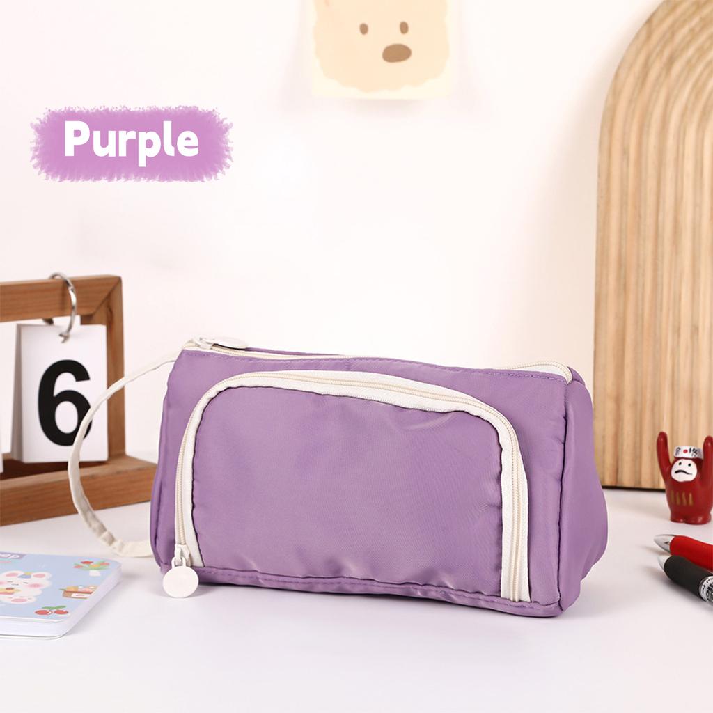 Kawaii Small Fresh Solid Color Pencil Bag Large Capacity Oblique Window Student Ins Style Multifunctional Storage Pencil Bag