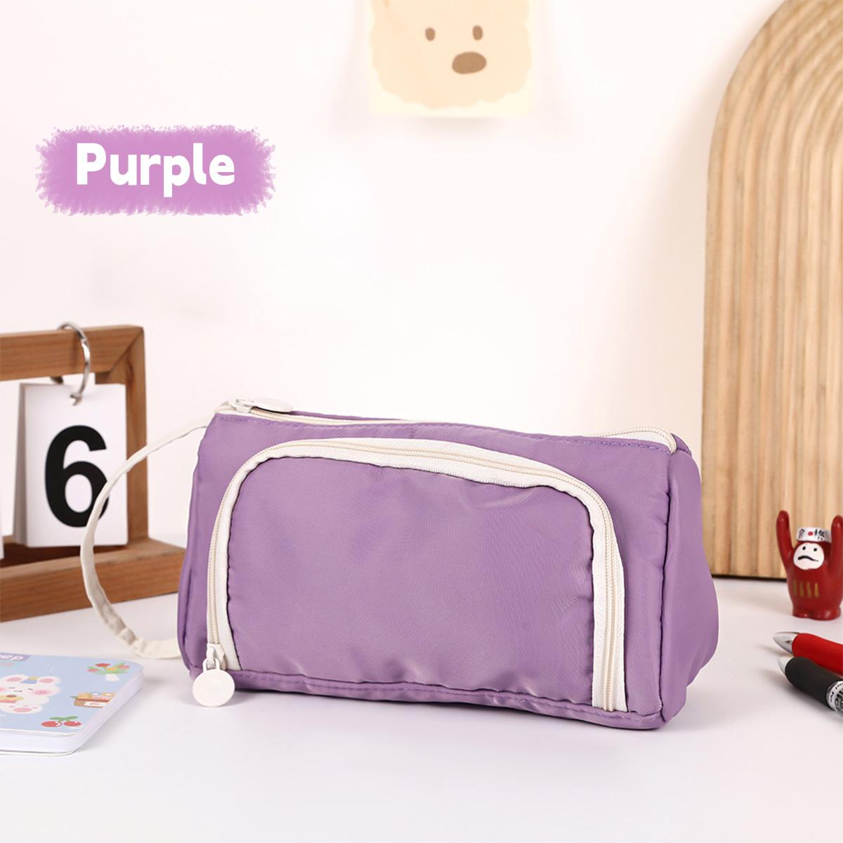 

Kawaii Small Fresh Solid Color Pencil Bag Large Capacity Oblique Window Student Ins Style Multifunctional Storage Pencil Bag