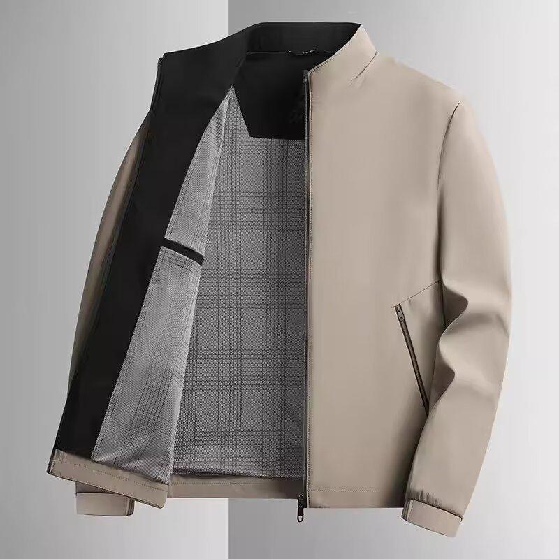 Men's High-End Autumn Stand Collar Jacket - Casual Business Style for Middle-Aged Dads