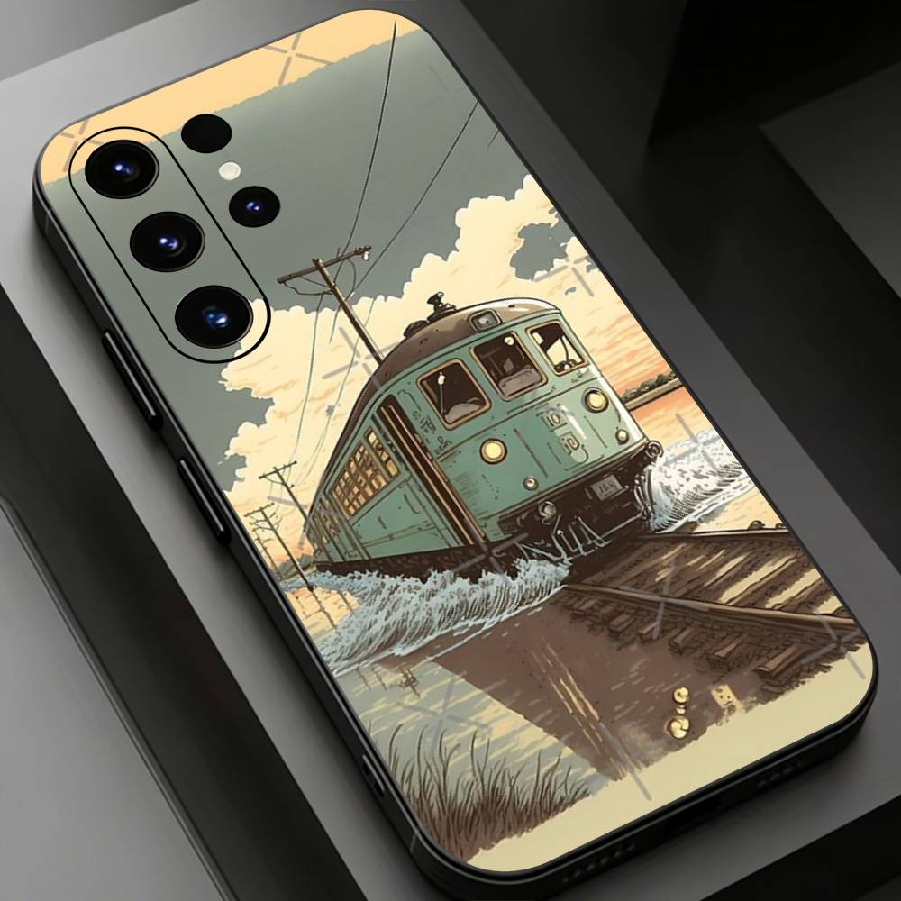 

Retro Japanese Vintage Train Phone case for Samsung Galaxy S24,25,26,23 22,21,S20 Plus Ultra FE soft fundas cases Samsung S23ULTRA5G