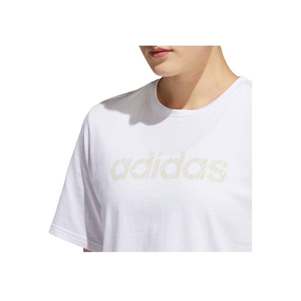 Adidas Solid Color Brand Logo Printed Casual Round Neck Loose Short Sleeve T-Shirt Women Tops White HE4933