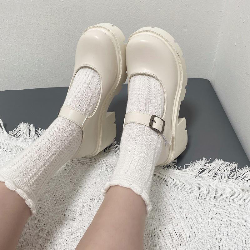 Bílé boty Mary Jane Lolita Japonské studentky JK Dámské vysoké podpatky Uniforma Boty pro vysokoškolskou dívku Platformové boty Dámské Vintage lodičky