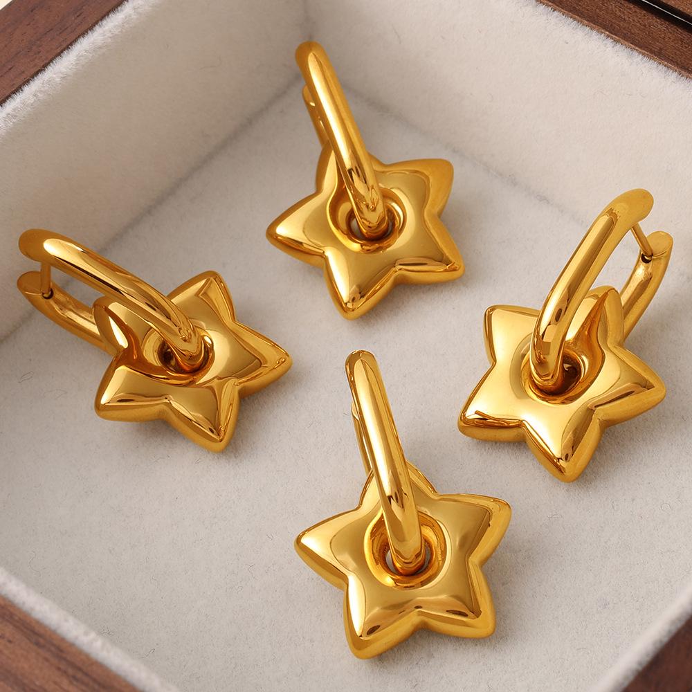 Classic Star Pendant Square Hoop Earrings for Women