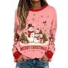 Women's Casual Christmas Print Long Sleeve Neck Top for Holiday and Everyday Wear