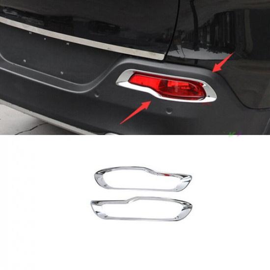 For Jeep Cherokee 2014-2018 Chrome Rear bumper Fog Light Lamp Cover Trim Frame