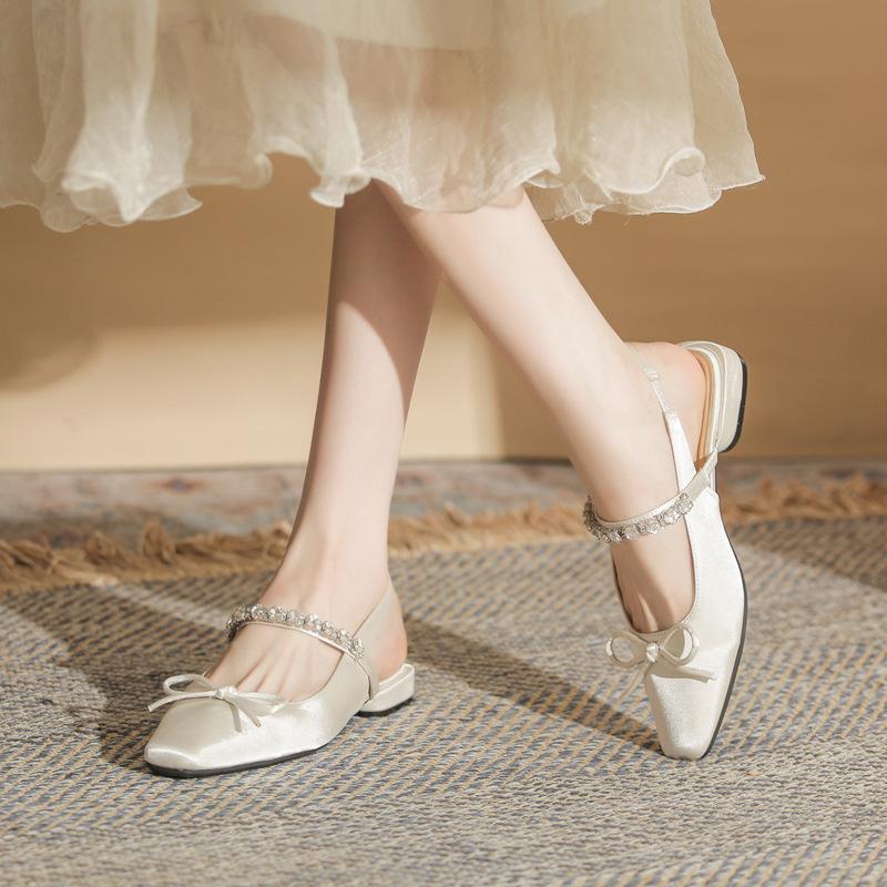 Cowhide Version~ 2025 Low-heeled Fashion Sandals Outer Wear 2025 New Summer Square Head Thick Heel Versatile Medium Heel Women's Shoes